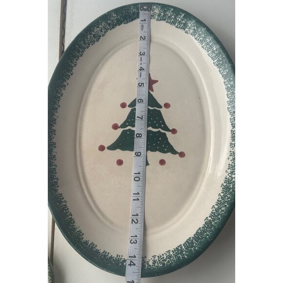 Ceramic 2-pc. Winter Holidays Christmas Tree Candle Holder and Dish Platter-READ - Picture 10 of 16